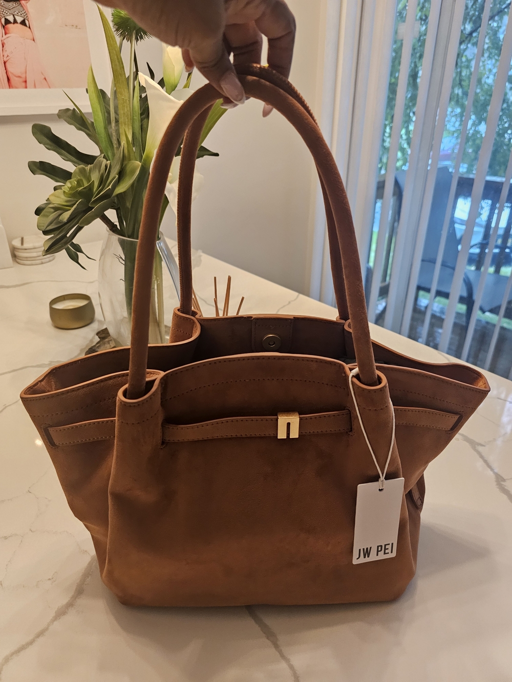 JW PEI Tan Suede Tote Bag